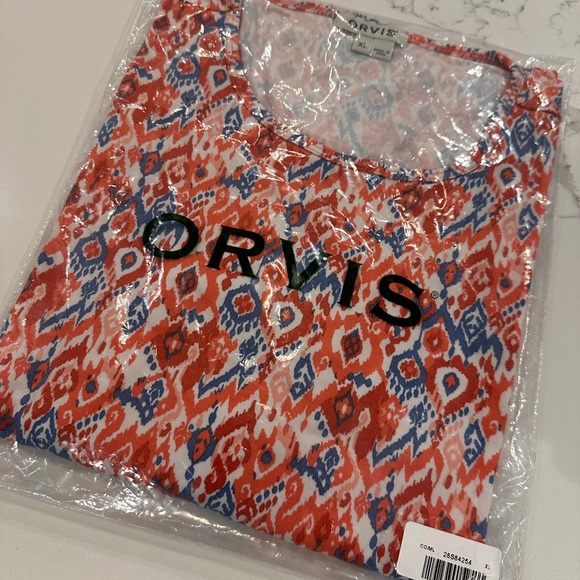 Orvis Womens Ikat 3/4 Sleeve Tee Shirt Tunic Size XL Colorful Modal Stretch NWT - Picture 4 of 14